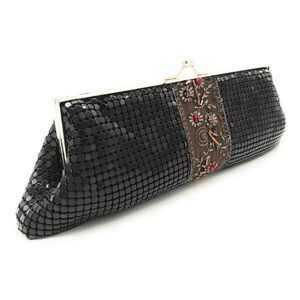 4610 Vintage Evening Clutch Purse – Metal Mesh Kiss Lock Handbag with Chain